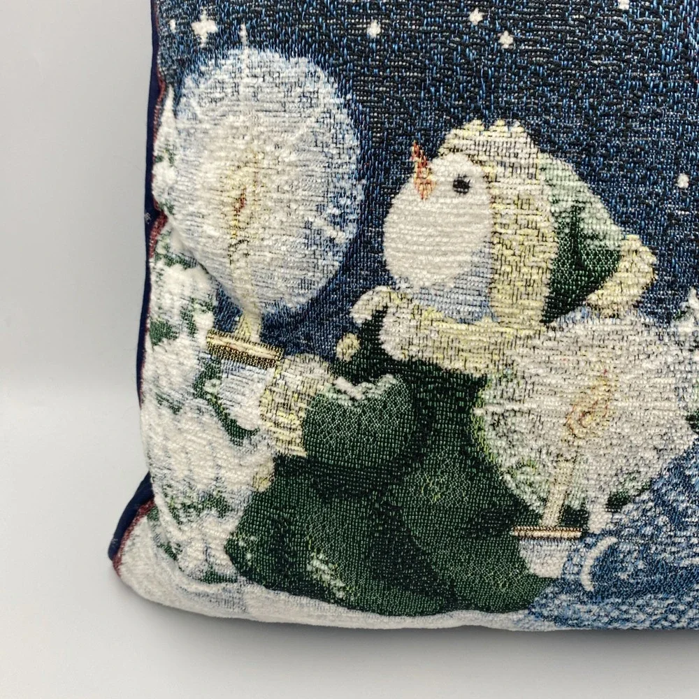 Christmas‎ Tapestry Throw Pillow Country Snowman Decor Farm Barn Home 16x16 Holy